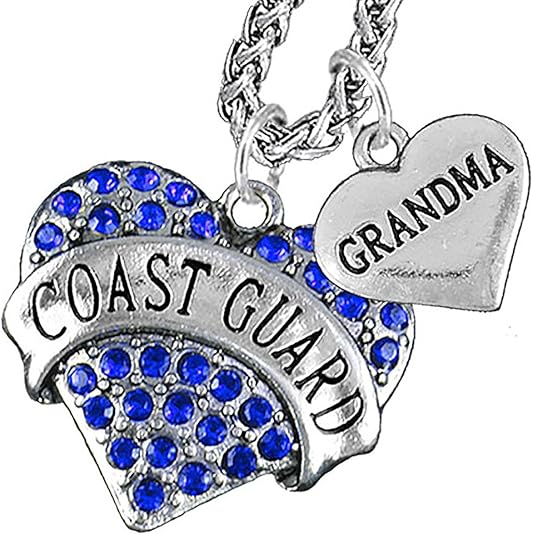 Coast Guard Grandma Necklace Heart Necklace, Hypoallergenic, Will NOT Irritate Anyone with Sensitive Skin. Safe- Nickel, Lead and Cadmium Free