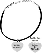 My Story Isn't Over, Believe In Yourself, On Black Suede Adjustable Bracelet, Hypoallergenic Safe-Nickel, Lead And Cadmium Free
