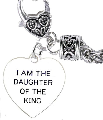 I Am The Daugther Of The King Heart Bracelet, Safe-Nickel, Lead & Cadmium Free!