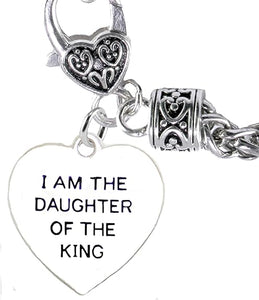 I Am The Daugther Of The King Heart Bracelet, Safe-Nickel, Lead & Cadmium Free!