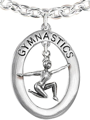 Gymnast On Floor Posed Necklace, Adjustable, Hypoallergenic, Nickel, Lead & Cadmium Free