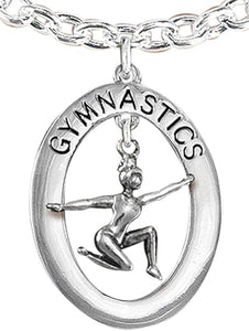 Gymnast On Floor Posed Necklace, Adjustable, Hypoallergenic, Nickel, Lead & Cadmium Free
