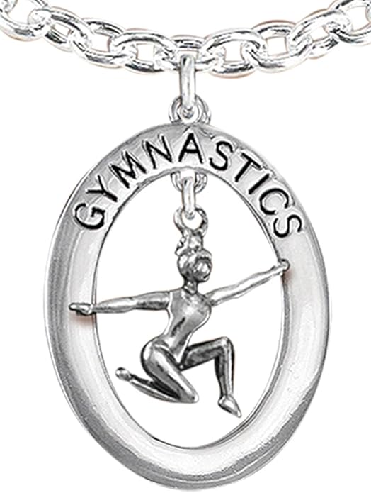 Gymnast On Floor Posed Necklace, Adjustable, Hypoallergenic, Nickel, Lead & Cadmium Free