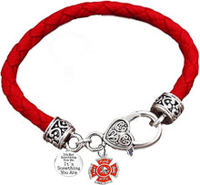 Firefighter's Wife, Its Not Something You Do, Its Something You Are, Fire Department Charm, On Genuine Red Leather Bracelet, Hypoallergenic Safe-Nickel, Lead And Cadmium Free