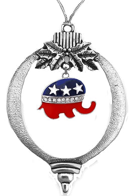 TRUMP Republican Elephant,With Genuine Austrian Cut Crystal, Christmas Tree Ornament,What A Wonderful Gift For Yourself Or Someone Special,Come In A Black Velvet Bag, Made In The USA By Veterans