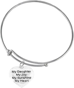 Message Jewelry, My Daughter, My Joy, My Sunshine, My Heart, Adjustable Miracle Wire Bracelet, Hypoallergenic, Safe-Nickel, Lead, Free