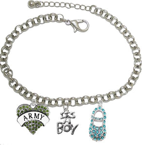 Army's Mom to Be, It's A Boy, Bracelet, Hypoallergenic, Safe-Nickel, Lead, Cadmium Free