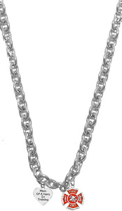 EMT, Firefighter, Mom Of A Hero In Training, Fire Department Charm, On A Adjustable Cable Chain Necklace, Hypoallergenic Safe-Nickel, Lead And Cadmium Free