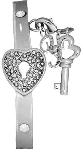 It Really Locks!, The Key To My Heart, "Initial Y ", Cuff Crystal Bracelet, Hypoallergenic, Safe-Nickel, Lead, Free