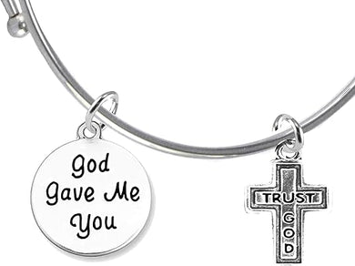 God Gave Me You,Trust God, Hypoallergenic Adjustable Miracle Wire Bracelet, Safe-Nickel, Lead And Cadmium Free