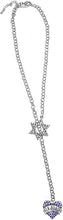 Jewish Air Force Crystal Heart, Through A Crystal Star of David, Rolo Chain Necklace Hypoallergenic, Safe-Nickel, Lead, and Cadmium Free