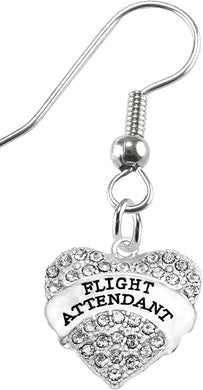 Flight Attendant, Genuine Crystal Heart, Hypoallergenic Earring, Nickel, Lead, And Cadmium Free