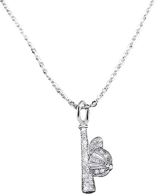 Crystal Ball Cap and Bat, Sterling Silver, Solid .925 Sterling, Not Plated Or Coated,18 Inch Necklace.Charm,Nickel,Lead Free.Fast