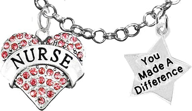RN, Nurse, You Made A Difference, Adjustable Charm Necklace, Hypoallergenic, Safe-Nickel, Lead, Free