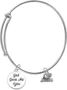 God Gave Me You, I Love Jesus, Hypoallergenic Adjustable Miracle Wire Bracelet, Safe-Nickel, Lead And Cadmium Free