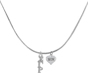 Sigma Gamma Rho, Adjustable Snake Chain Necklace/Lavaliere," Mom", Safe- Hypoallergenic Nickel, Lead Free Licensed Sorority Jewelry Manufacturer