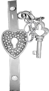 It Really Locks!, The Key To My Heart, "Initial P", Cuff Crystal Bracelet, Hypoallergenic, Safe-Nickel, Lead, Free