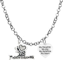 Policeman's, I Love My Policeman, My Daughter, My Joy, My Sunshine, Adjustable Rolo Chain Necklace, Hypoallergenic, Safe-Nickel, Lead, Free