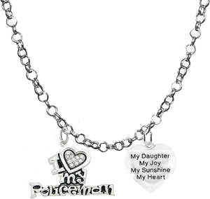 Policeman's, I Love My Policeman, My Daughter, My Joy, My Sunshine, Adjustable Rolo Chain Necklace, Hypoallergenic, Safe-Nickel, Lead, Free