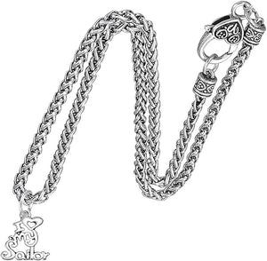 Navy, I Love My Sailor, Wheat Chain Necklace Hypoallergenic, Safe-Nickel, Lead, Cadmium Free