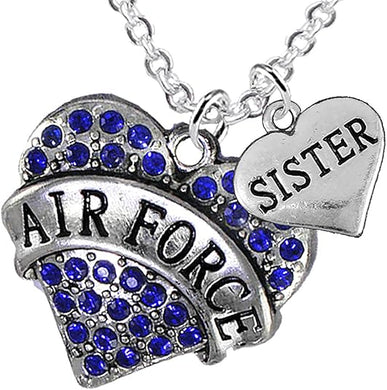 Air Force Sister, Heart Necklace, Adjustable, Hypoallergenic, Will NOT Irritate Anyone with Sensitive Skin. Safe- Nickel, Lead, Cadmium Free