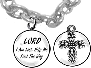 Lord I Am Lost, Help Me Find The Way, 2nd Charm Behind Charm, Beautiful Floral Petal Christian Cross, Hypoallergenic Adjustable Necklace. Nickel, Lead, And Cadmium Safe