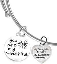 You Are My Sunshine, My Daughter, My Joy, My Sunshine, My Heart Hypoallergenic Adjustable Miracle Wire Bracelet, Safe-Nickel, Lead And Cadmium Free