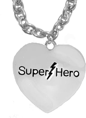 Super Hero Heart, Great Gift For Any Achiever, STERLING SILVER Solid .925 Sterling, Not Plated Or Coated.18 Inch Necklace Chain, Nickel, Lead, Cadmium Free