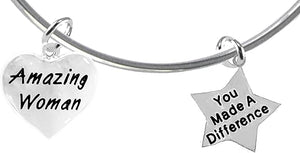 Amazing Women, You Made A Difference, Motivational Miracle Wire Bracelet, Hypoallergenic, Safe-Nickel, Lead, Cadmium Free