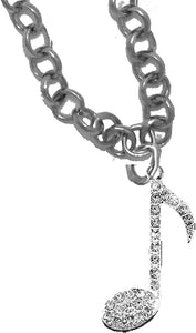 Music Note Genuine Crystal, Treble Clef Jewelry, Rolo Chain Adjustable Necklace, Hypoallergenic, Safe-Nickel, Lead, and Cadmium Free