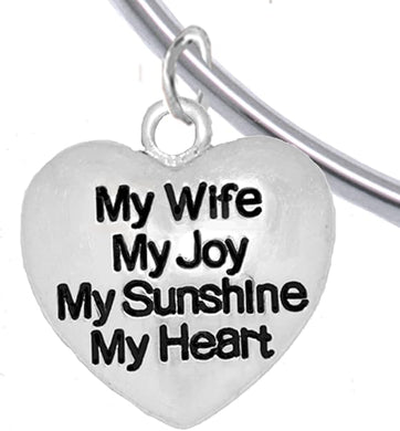 Message Jewelry, My Wife, My Joy, My Sunshine, My Heart, Adjustable Bracelet, Hypoallergenic, Safe-Nickel, Lead, Free