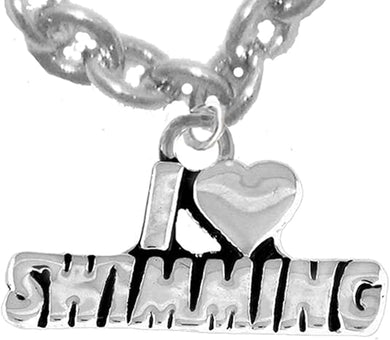 I Love Swimming, Adjustable Necklace, Hypoallergenic, Safe-Nickel Free, No Poisonous Lead Or Cadmium