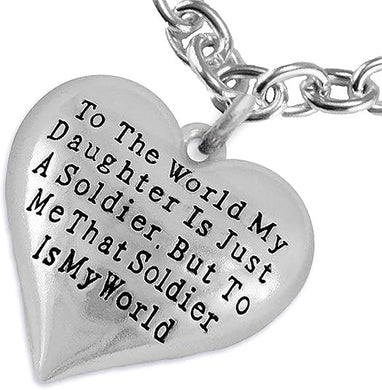 Army, Enlisted Daughter, My Daughter, She is My World, Necklace, Adjustable Hypoallergenic, Safe