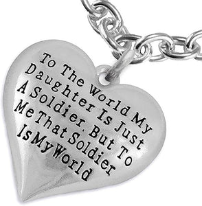 Army, Enlisted Daughter, My Daughter, She is My World, Necklace, Adjustable Hypoallergenic, Safe