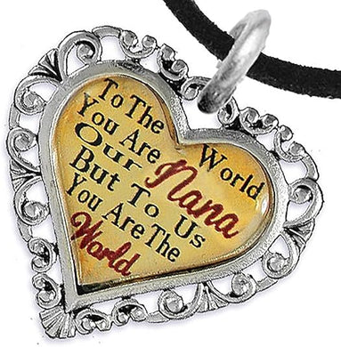 Nana Heart Charm Necklace Hypoallergenic, Adjustable, Safe, Nickel, Lead & Cadmium Free!