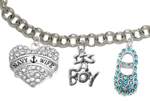 Navy Wife's, It's A Boy, Bracelet, Hypoallergenic, Safe-Nickel, Lead, Cadmium Free