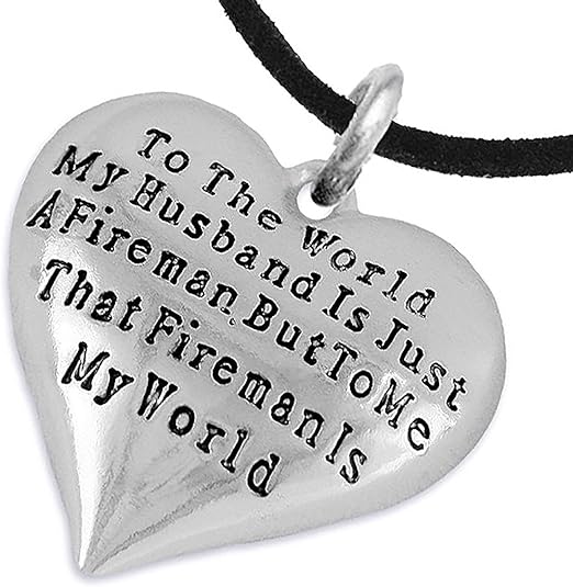 My Firefighter is My World, Wife Adjustable Necklace, Hypoallergenic, Safe-Nickel, Lead, Cadmium Free