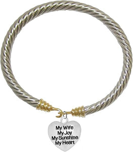 Message Bracelet, My Wife, My Joy, My Sunshine, My Heart, Breathtaking Gold/Silver Bracelet, Hypoallergenic, Safe-Nickel, Lead, Cadmium Free