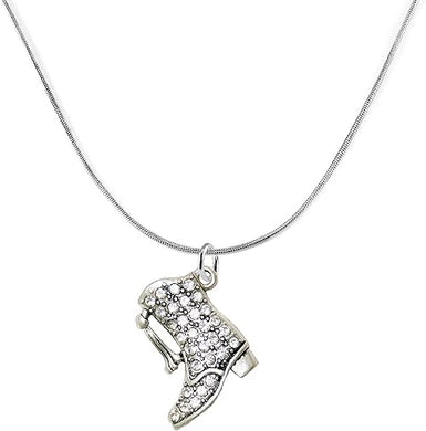 Drill Boot Crystal Necklace, Safe-Nickel, Lead & Cadmium Free!