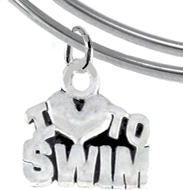 I Love Swimming Adjustable Charm Bracelet, Hypoallergenic, Safe-Nickel Free, No Poisonous Lead Or Cadmium
