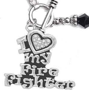 Firefighter, I Love My Firefighter, Genuine Crystal, Bracelet, Hypoallergenic, Safe-Nickel, Lead, Free
