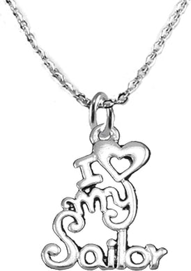 Navy, I Love My Sailor, Adjustable Necklace Hypoallergenic, Safe-Nickel, Lead, Cadmium Free