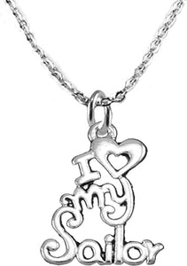 Navy, I Love My Sailor, Adjustable Necklace Hypoallergenic, Safe-Nickel, Lead, Cadmium Free