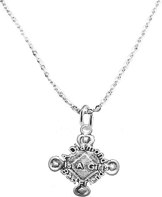 A Diamond Is A Girls Best Friend, Sterling Silver, Solid .925 Sterling, Not Plated Or Coated,18 Inch Necklace.Charm,Nickel,Lead Free.Fast