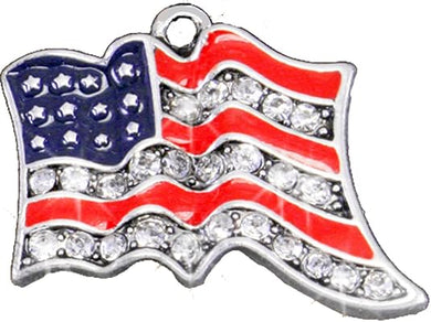American Flag, Genuine Crystal, Nickel, Lead, Cadmium Free, Charm With Jump Ring Attached