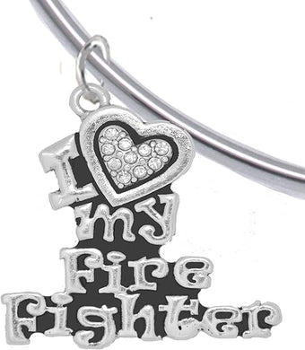 Firefighter, I Love My Firefighter, Genuine Crystal, Bracelet, Hypoallergenic, Safe-Nickel, Lead, Free
