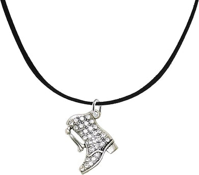 Drill Boot Crystal Necklace, Safe-Nickel, Lead & Cadmium Free!