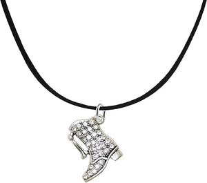 Drill Boot Crystal Necklace, Safe-Nickel, Lead & Cadmium Free!