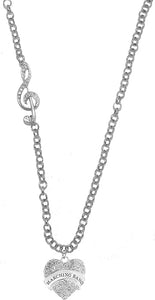 Marching Band Crystal Heart, Treble Clef Jewelry, Rolo Chain Adjustable Necklace, Hypoallergenic, Safe-Nickel, Lead, and Cadmium Free