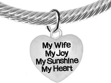 Message Bracelet, My Wife, My Joy, My Sunshine, My Heart, Breathtaking Adjustable Silver Cable Cuff Bracelet, Hypoallergenic, Safe-Nickel, Lead, Cadmium Free